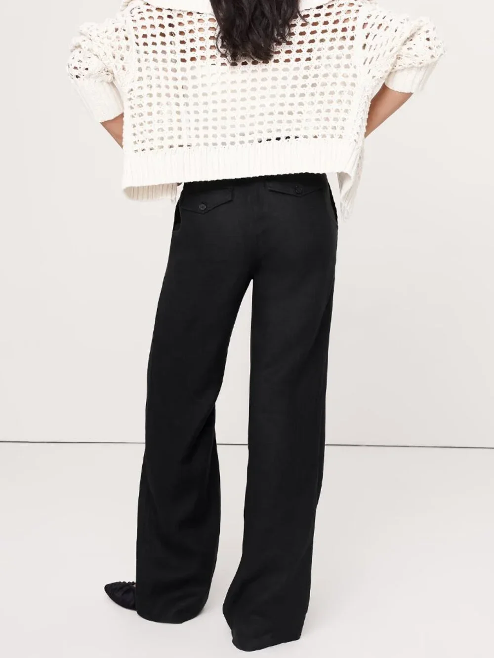 NWT! Banana Republic Black 100% Linen The Everyday Wide-Leg Trouser Pant XL